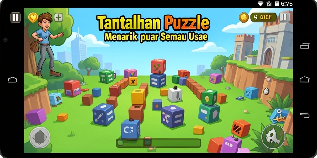 Screenshot gameplay 6CF menunjukkan keseruan memecahkan teka-teki.