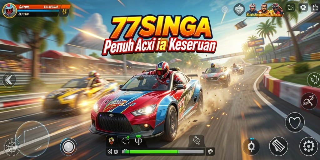 Gameplay Racing yang mendebarkan di 77SINGA dengan berbagai mobil.
