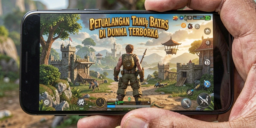 Screenshot gameplay <strong>9939</strong> menampilkan eksplorasi dunia terbuka yang luas.