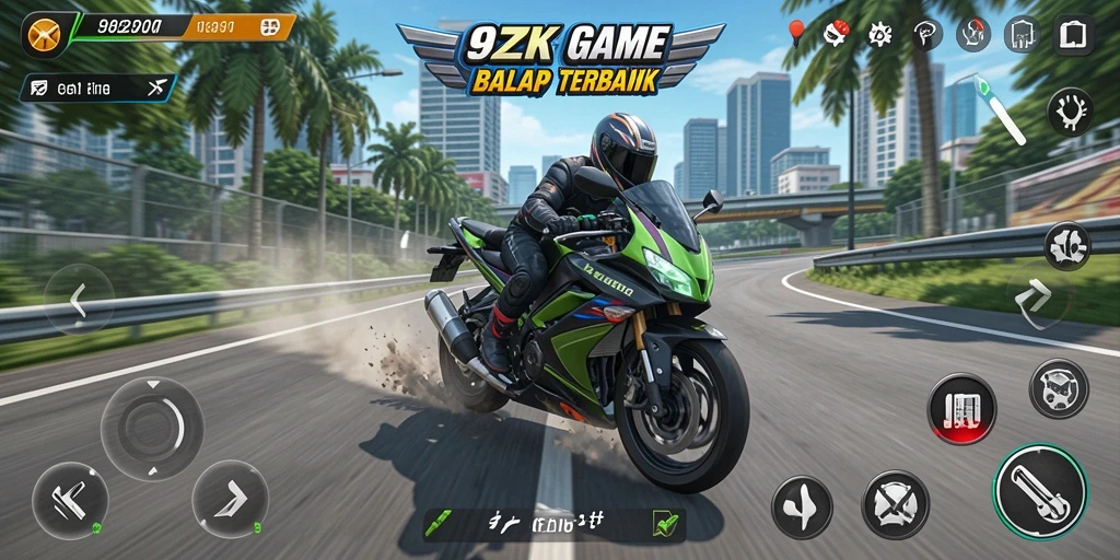 Screenshot menampilkan aksi balapan yang mendebarkan di 9ZK.