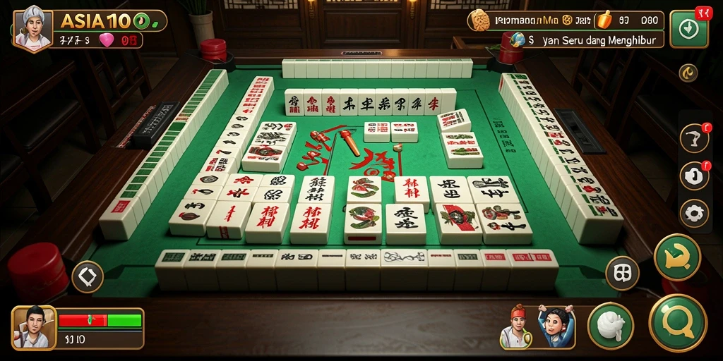Tampilan gameplay Mahjong yang seru dan menantang dalam ASIA100.