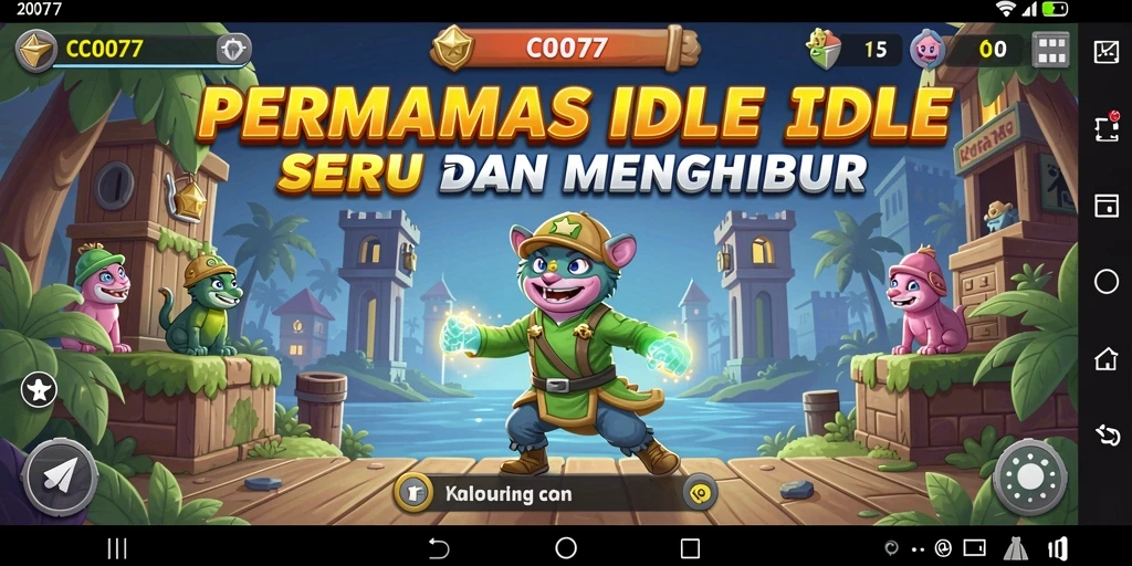 Tampilan gameplay utama C0077 yang menarik dan menenangkan.