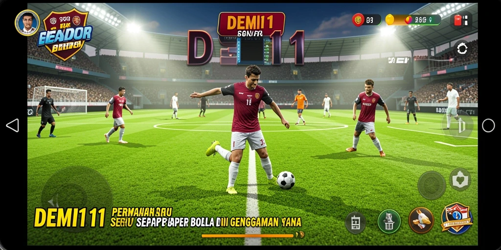 Tampilan gameplay seru dalam game sepak bola DEMI11.