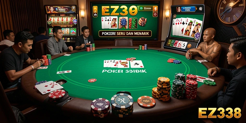 Tampilan gameplay Poker yang seru dan interaktif di EZ338.