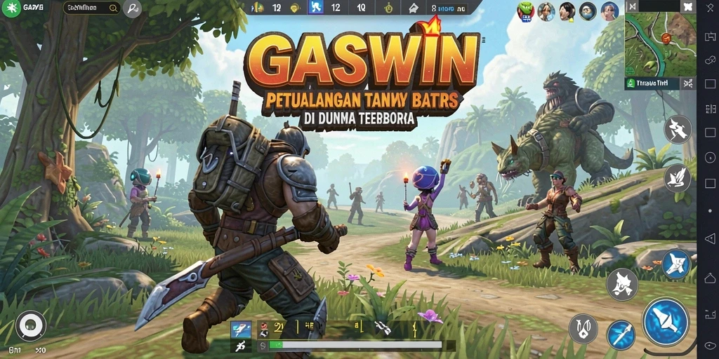 Tampilan gameplay GASWIN yang epik dalam dunia terbuka.