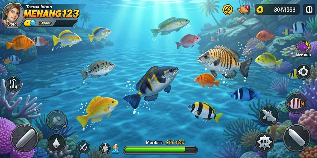 Tampilan seru gameplay MENANG123 dengan aksi tembak ikan.