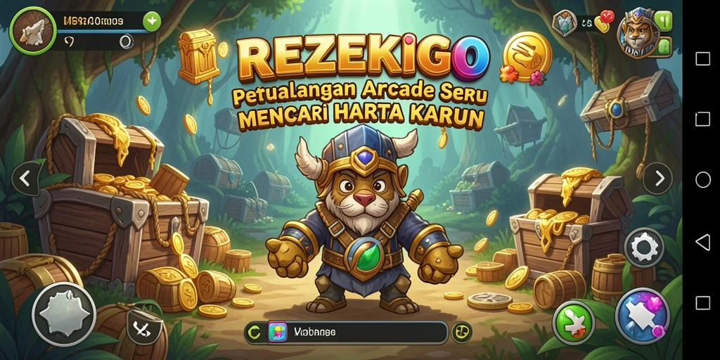 Screenshot utama REZEKIGO menampilkan aksi seru dalam permainan Arcade.