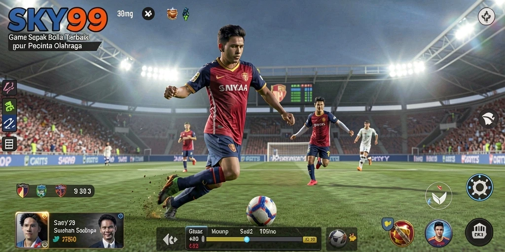Tampilan gameplay seru dalam SKY99 dengan aksi sepak bola yang intens.