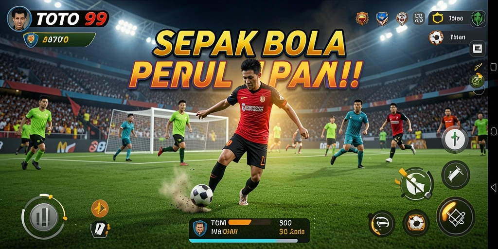 Tangkapan layar gameplay TOTO99 yang mendebarkan di lapangan sepak bola.